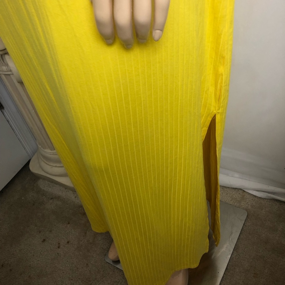 2x Plus Size Solid Yellow Ribbed Long Maxi Sleeve… - image 8